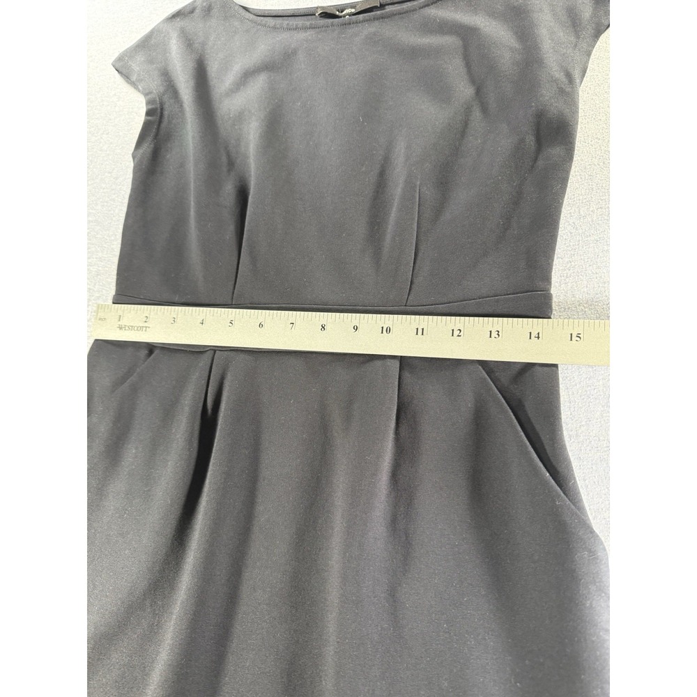 Quince Ultra Stretch Ponte Cap Sleeve Sheath Dress Black Women's Small Pockets - Picture 4 of 9